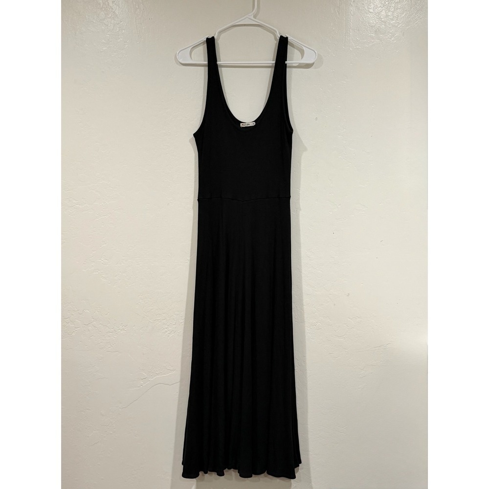 Marine Layer Black Ribbed Tencel Modal Maxi Dress Spring 2022 Style 14355 Mens M - Picture 2 of 9